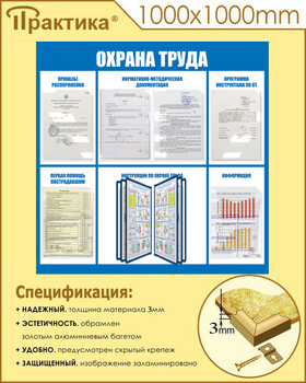 С98 Стенд охрана труда (1000х1000 мм, пластик ПВХ 3 мм, алюминиевый багет золотого цвета) - Стенды - Стенды по охране труда - Магазин охраны труда и техники безопасности stroiplakat.ru